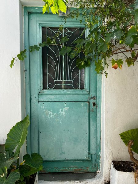 Porte bleu/verte vintage en bois