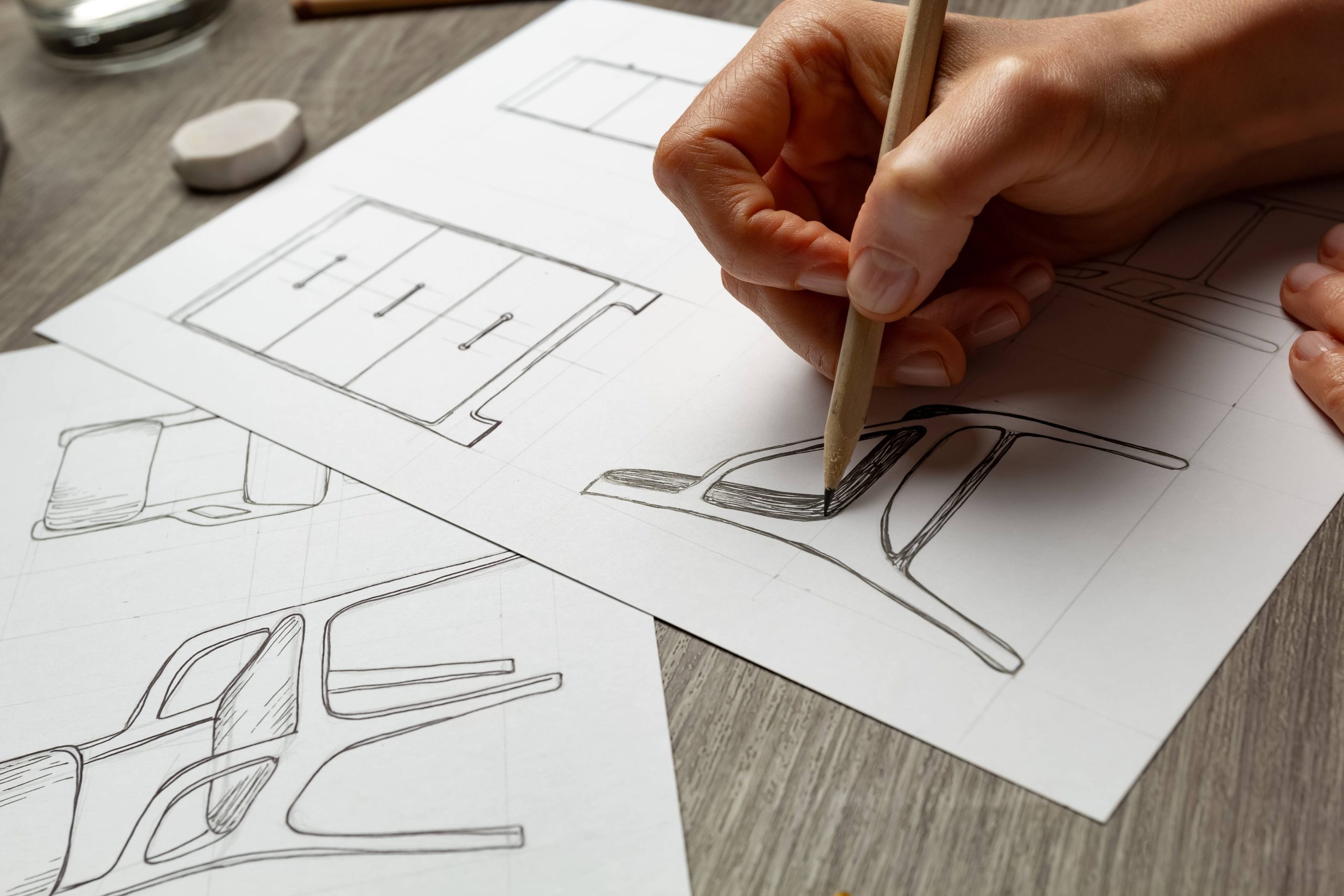 Croquis d'une chaise (assise) sur mesure réalisé par Making Of Studio